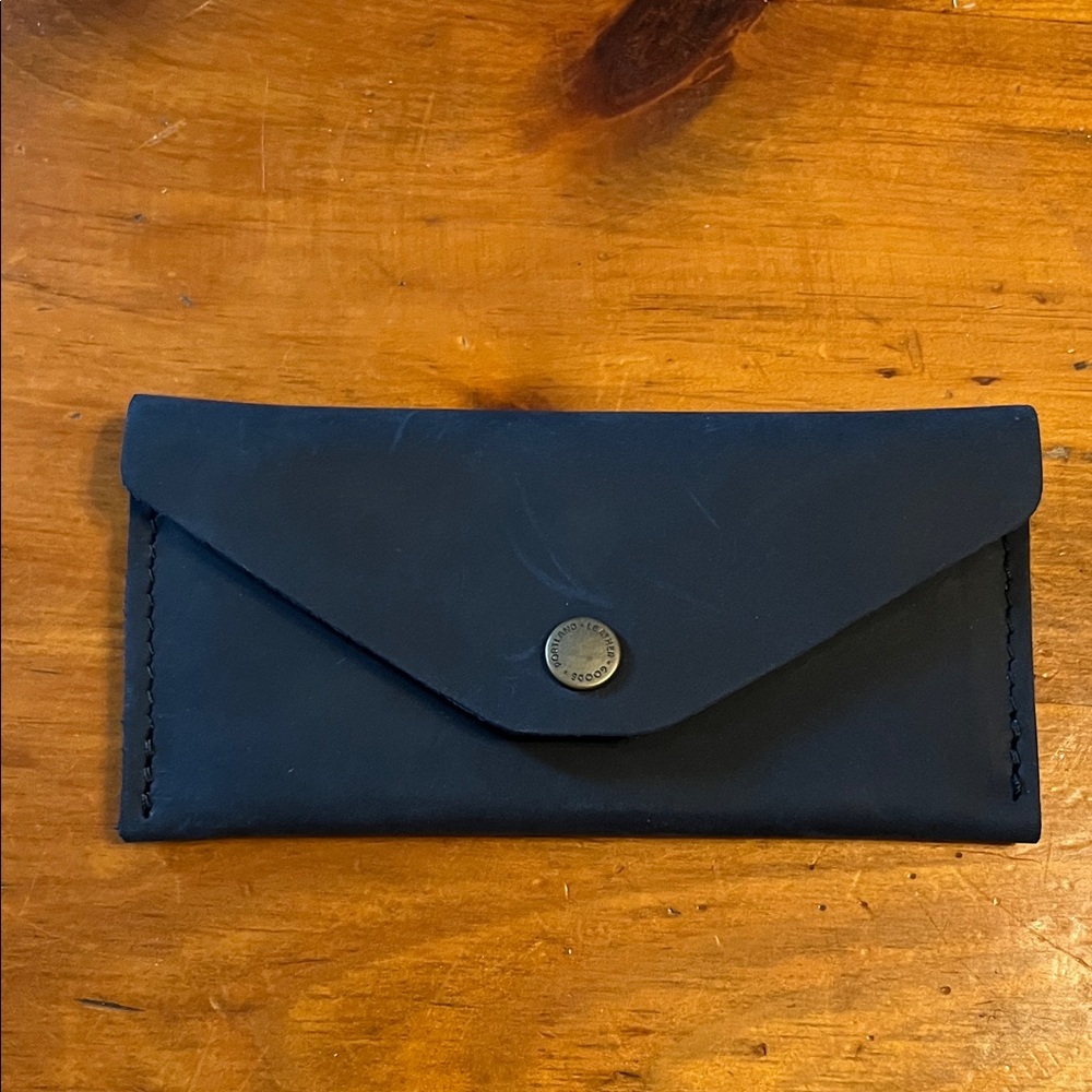 Navy Leather Envelope Wallet